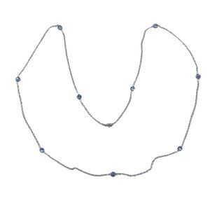 dmx Glass Bezel Rhinestone Necklace 36 inch Silvertone Chain Jewelry